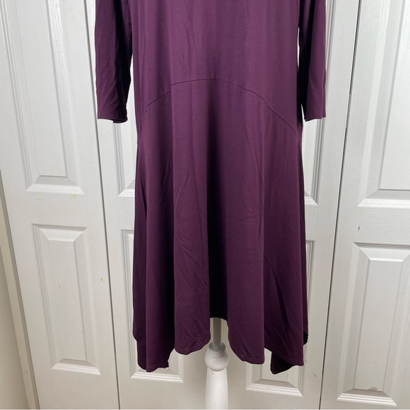Eileen Fisher Tunic Dress Women’s L Purple Burgundy Flowy 3/4 Sleeve Relaxed Fit - Picture 3 of 15